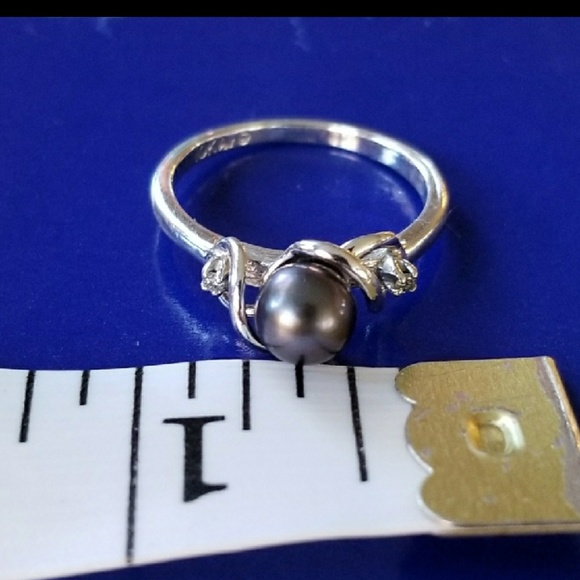 White gold 10k tahitian black pearl diamond ri… - Picture 4 of 4
